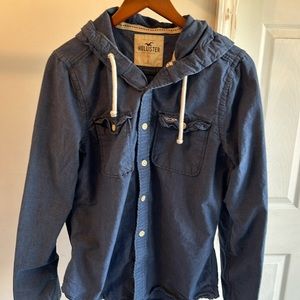 Hollister hooded button down chambray shirt.